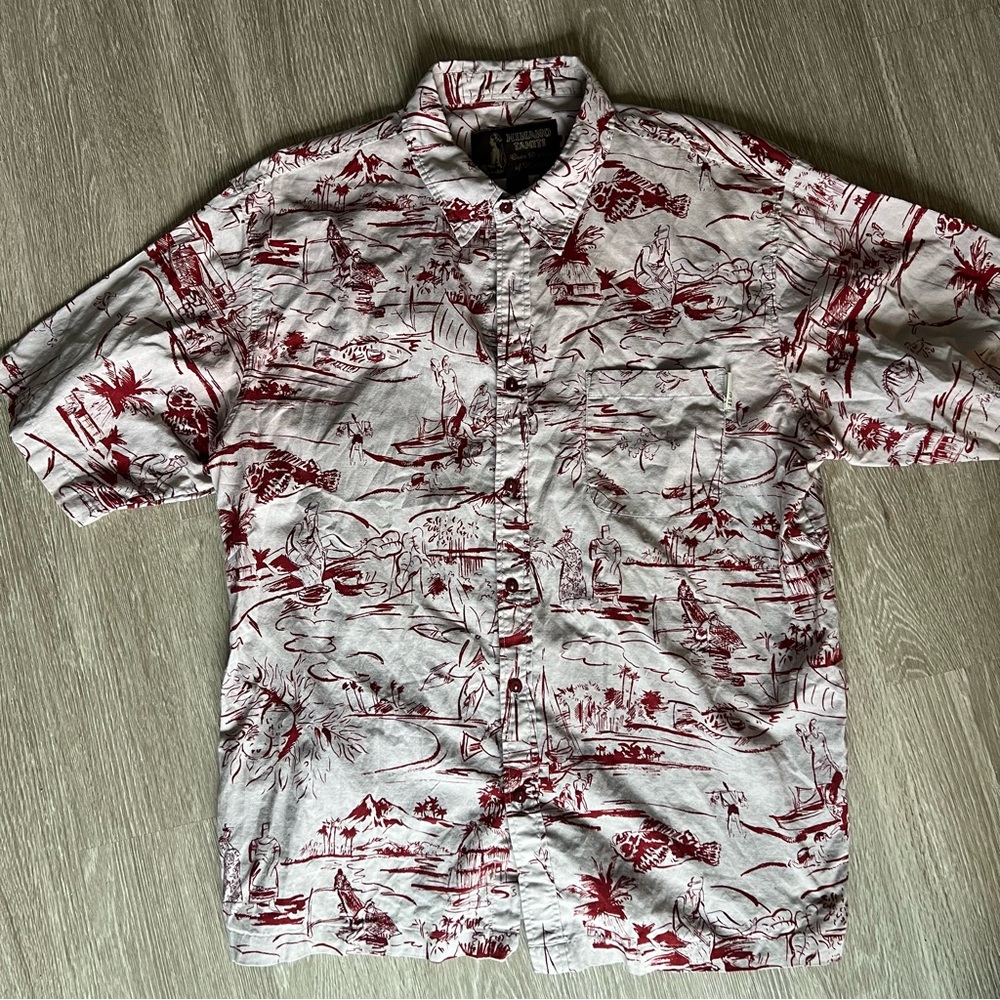Hinano Tahiti Aloha Hawaiian button down shirt XXL